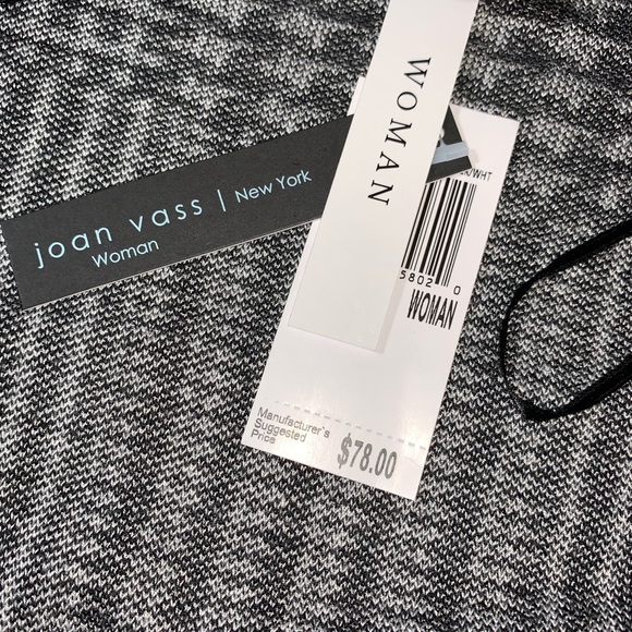 NEW Joan Vass black /white 3/4 sleeve cardigan $78 - Picture 6 of 8